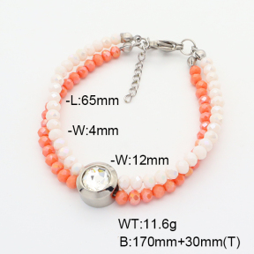 Stainless Steel Bracelet  Glass Beads  6B4002765vbpb-908