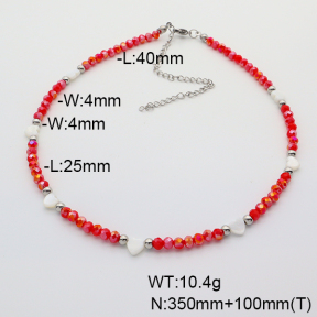 Stainless Steel Necklace  Glass Beads & Freshwater Shell  6N4003994vhha-908