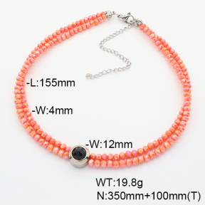 Stainless Steel Necklace  Glass Beads  6N4004016ahjb-908
