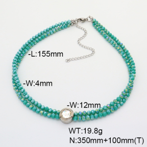 Stainless Steel Necklace  Glass Beads  6N4004018ahjb-908