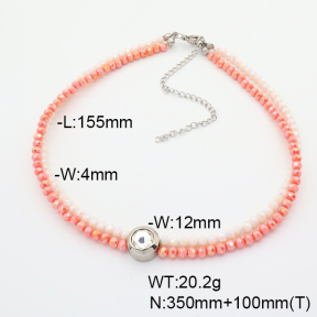 Stainless Steel Necklace  Glass Beads  6N4004020ahjb-908