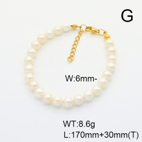 Stainless Steel Bracelet  Shell Beads  6B3002007vbnb-908