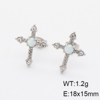  Stainless Steel Earrings Synthetic Opal & Czech Stones,Handmade Polished 6E4003825ahjb-700