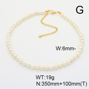 Stainless Steel Necklace  Shell Beads  6N3001562vhkb-908