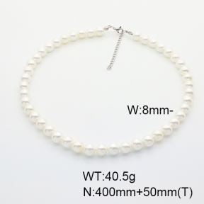 Stainless Steel Necklace  Shell Beads  6N3001569vhll-908