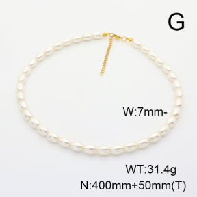 Stainless Steel Necklace  Shell Beads  6N3001570aivb-908