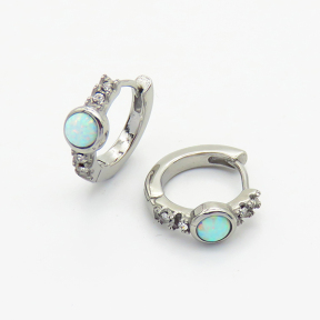 Stainless Steel Earrings  Synthetic Opal & Czech Stones,Handmade Polished  WT:2.7g  E:16mm  6E4003792vhmv-106D