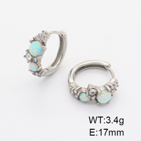 Stainless Steel Earrings  Synthetic Opal & Czech Stones,Handmade Polished  6E4003824vhnv-106D