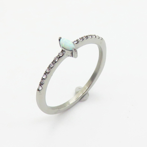 Stainless Steel Ring  Synthetic Opal & Czech Stones,Handmade Polished  WT:1g  R:6mm  6-8#  6R4000838vhll-700