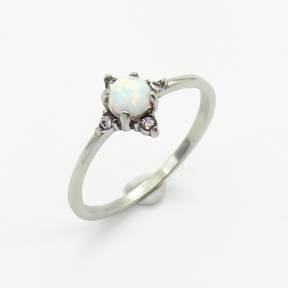 Stainless Steel Ring  Synthetic Opal & Czech Stones,Handmade Polished  WT:1.2g  R:8mm  6-8#  6R4000841vhmv-106D
