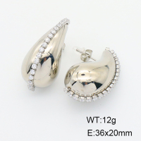 Stainless Steel Earrings  Zircon,Handmade Polished  6E2006233vhkb-066