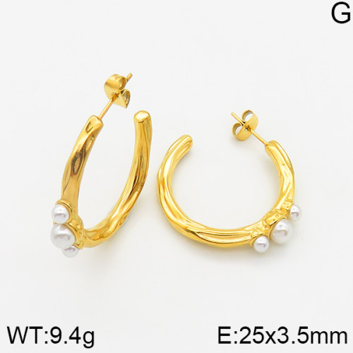 Stainless Steel Earrings  Plastic Imitation Pearls,Handmade Polished  5E3001123bhia-066