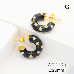Stainless Steel Earrings  Czech Stones & Enamel,Handmade Polished  6E3002508bhia-066
