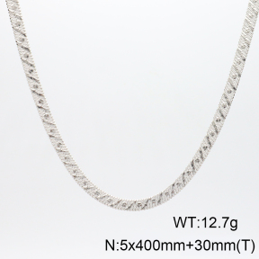 Stainless Steel Necklace  Double Twill Dot Embossing  6N2003799vbnl-G037