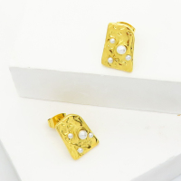 Stainless Steel Earrings  Plastic Imitation Pearls,Handmade Polished  WT:3.2g  E:14x10mm  GEE001133bhva-066