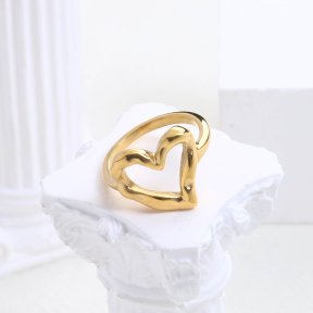 Stainless Steel Ring Enamel,Handmade Polished Heart WT:3.5g R:16mm  6-8# GER000561bhva-066