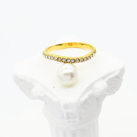 Stainless Steel Ring  Shell Beads & Czech Stones,Handmade Polished  WT:1.7g  R:8mm  6-8#  GER000697bhia-066
