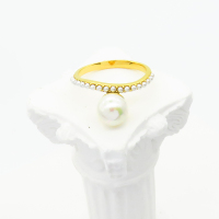 Stainless Steel Ring  Shell Beads & Czech Stones,Handmade Polished  WT:1.7g  R:8mm  6-8#  GER000698bhia-066