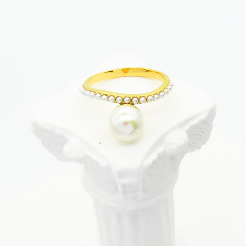 Stainless Steel Ring  Shell Beads & Czech Stones,Handmade Polished  WT:1.7g  R:8mm  6-8#  GER000698bhia-066