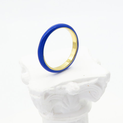 Stainless Steel Ring  Enamel,Handmade Polished  WT:1.6g  R:3mm  6-8#  GER000703bhva-066