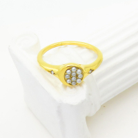 Stainless Steel Ring  Czech Stones & Plastic Imitation Pearls,Handmade Polished  WT:2.4g  R:8mm  6-8#  GER000712bhia-066
