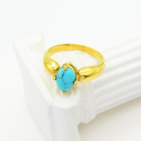 Stainless Steel Ring  Synthetic Turquoise,Handmade Polished  WT:2.8g  R:10mm  6-8#  GER000713bhia-066