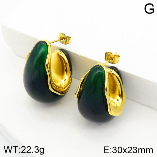 Stainless Steel Earrings  Resin ,Handmade Polished  2E4002584bhia-066