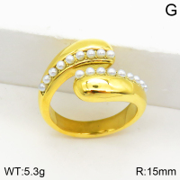 Stainless Steel Ring  Plastic Imitation Pearls,Handmade Polished  2R3000179bhia-066