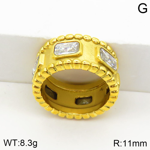Stainless Steel Ring  Zircon,Handmade Polished  2R4000445bhia-066