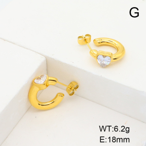Stainless Steel Earrings  Zircon,Handmade Polished  6E4003870vbpb-066