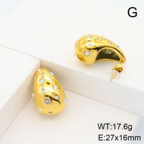 Stainless Steel Earrings  Czech Stones,Handmade Polished  6E4003882bhia-066