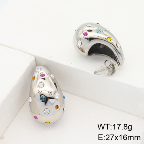 Stainless Steel Earrings  Czech Stones,Handmade Polished  6E4003885vhha-066
