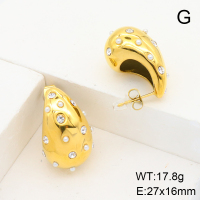 Stainless Steel Earrings  Czech Stones & Plastic Imitation Pearls,Handmade Polished  6E4003886bhia-066