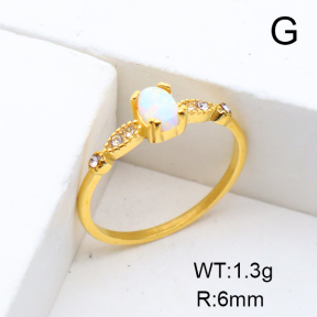 Stainless Steel Ring  Synthetic Opal & Czech Stones,Handmade Polished  6-8#  6R4000862vhnv-106D