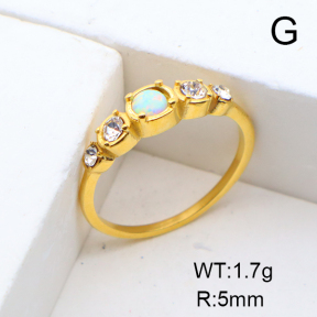 Stainless Steel Ring  Synthetic Opal & Czech Stones,Handmade Polished  6-8#  6R4000863vhmv-106D