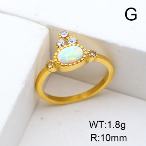 Stainless Steel Ring  Synthetic Opal & Czech Stones,Handmade Polished  6-8#  6R4000864vhmv-106D