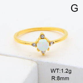 Stainless Steel Ring  Synthetic Opal & Czech Stones,Handmade Polished  6-8#  6R4000865vhnv-106D