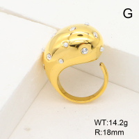 Stainless Steel Ring  Czech Stones & Plastic Imitation Pearls,Handmade Polished  6R4000866ahjb-066