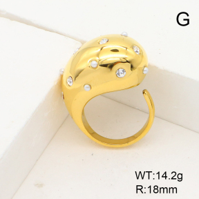 Stainless Steel Ring  Czech Stones & Plastic Imitation Pearls,Handmade Polished  6R4000866ahjb-066