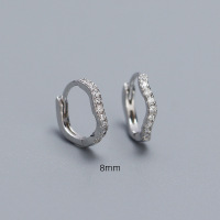 925 Silver Earrings  WT:0.92g  8mm  JE5067vhlo-Y05   YHE0589