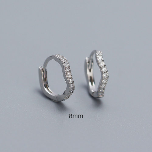 925 Silver Earrings  WT:0.92g  8mm  JE5067vhlo-Y05   YHE0589