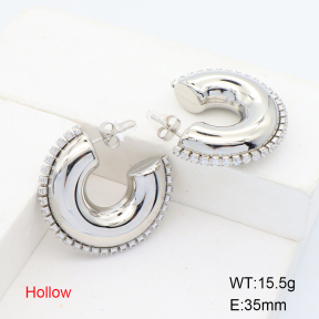 Stainless Steel Earrings  Zircon,Handmade Polished  6E2006305vhkb-066