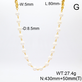 Stainless Steel Necklace  Shell Beads  6N3000898ahpv-908