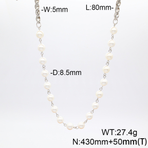 Stainless Steel Necklace  Shell Beads  6N3000899vhov-908