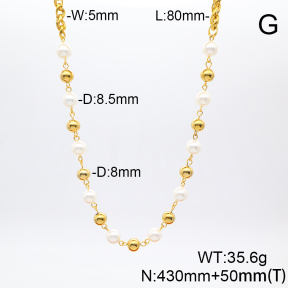 Stainless Steel Necklace  Shell Beads  6N3000900ahpv-908