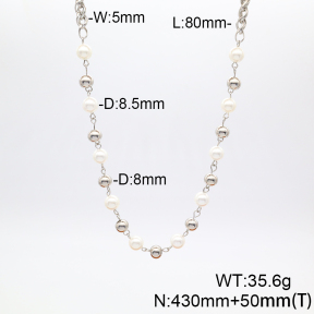 Stainless Steel Necklace  Shell Beads  6N3000901vhov-908