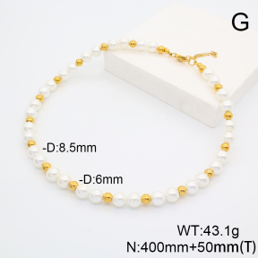 Stainless Steel Necklace  Shell Beads  6N3000902vhnv-908