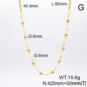 Stainless Steel Necklace  Shell Beads  6N3000904vhov-908
