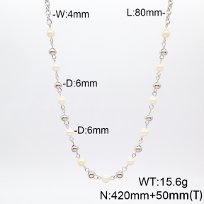 Stainless Steel Necklace  Shell Beads  6N3000905vhnv-908