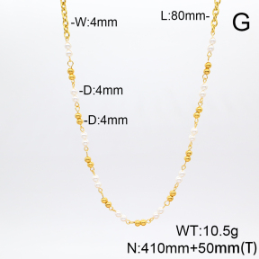 Stainless Steel Necklace  Shell Beads  6N3000910vhov-908